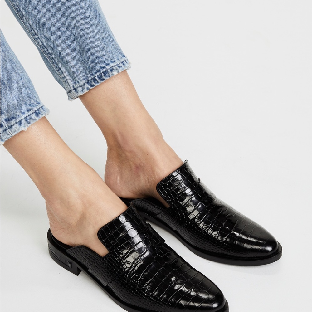 Freda Salvador Keen croc embossed mules